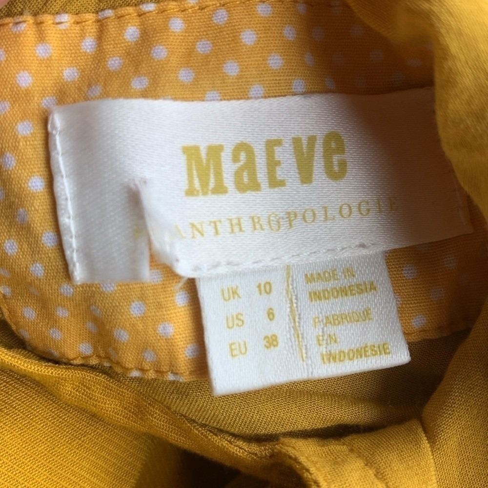 Anthropologie Maeve Artemis Midi Dress size 6 midi maxi ruffle tie waist‎ linen - Picture 3 of 13